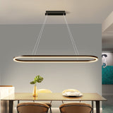 Darrahopens Home & Garden > Lighting > Ceiling Lights Modern Minimalist Oval Pendant Light Adjustable LED Chandelier Black
