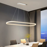 Darrahopens Home & Garden > Lighting > Ceiling Lights Modern Minimalist Oval Pendant Light Adjustable LED Chandelier Black