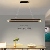 Darrahopens Home & Garden > Lighting > Ceiling Lights Modern Minimalist Oval Pendant Light Adjustable LED Chandelier Black