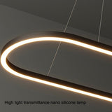Darrahopens Home & Garden > Lighting > Ceiling Lights Modern Minimalist Oval Pendant Light Adjustable LED Chandelier Black