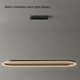 Darrahopens Home & Garden > Lighting > Ceiling Lights Modern Minimalist Oval Pendant Light Adjustable LED Chandelier Black