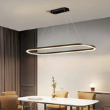 Darrahopens Home & Garden > Lighting > Ceiling Lights Modern Minimalist Oval Pendant Light Adjustable LED Chandelier Black
