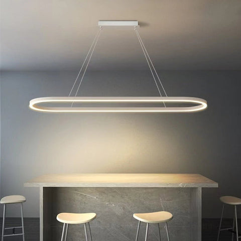 Darrahopens Home & Garden > Lighting > Ceiling Lights Modern Minimalist Oval Pendant Light Adjustable LED Chandelier White