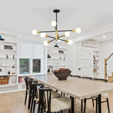 Darrahopens Home & Garden > Lighting > Ceiling Lights Modern Sputnik Chandelier 8 Lights Height Adjustable Ceiling Light Fixture Mid-Century Modern Gold Chandelier for Dining Room Bedroom Kitchen Living Room with Sloped Ceiling Adapter