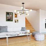 Darrahopens Home & Garden > Lighting > Ceiling Lights Modern Sputnik Chandelier 8 Lights Height Adjustable Ceiling Light Fixture Mid-Century Modern Gold Chandelier for Dining Room Bedroom Kitchen Living Room with Sloped Ceiling Adapter
