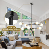Darrahopens Home & Garden > Lighting > Ceiling Lights Modern Sputnik Chandelier 8 Lights Height Adjustable Ceiling Light Fixture Mid-Century Modern Gold Chandelier for Dining Room Bedroom Kitchen Living Room with Sloped Ceiling Adapter