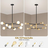 Darrahopens Home & Garden > Lighting > Ceiling Lights Modern Sputnik Chandelier 8 Lights Height Adjustable Ceiling Light Fixture Mid-Century Modern Gold Chandelier for Dining Room Bedroom Kitchen Living Room with Sloped Ceiling Adapter