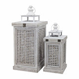 Darrahopens Home & Garden > Lighting > Ceiling Lights Set 2 Wooden Coastal Cottage Lanterns 57cm