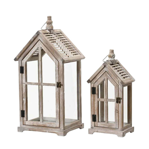 Darrahopens Home & Garden > Lighting > Ceiling Lights Set 2 Wooden House Lanterns 60cm
