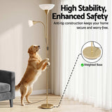Darrahopens Home & Garden > Lighting > Floor Lamps Artiss Gold Floor Lamp with Reading Light | Mother and Child Standing Lamp with 360 Flexible Gooseneck, Individual Switch & Plate Shade, E27 & E14 Bulb (Not Included) Home Living Room Office Reading