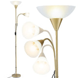 Darrahopens Home & Garden > Lighting > Floor Lamps Artiss Gold Floor Lamp with Reading Light | Mother and Child Standing Lamp with 360 Flexible Gooseneck, Individual Switch & Plate Shade, E27 & E14 Bulb (Not Included) Home Living Room Office Reading