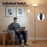 Darrahopens Home & Garden > Lighting > Floor Lamps Artiss Gold Floor Lamp with Reading Light | Mother and Child Standing Lamp with 360 Flexible Gooseneck, Individual Switch & Plate Shade, E27 & E14 Bulb (Not Included) Home Living Room Office Reading