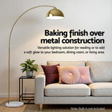 Darrahopens Home & Garden > Lighting > Floor Lamps Artiss Modern Arched Floor Lamp Gold Brass Standing Heavy-Duty Marble Base for Living Room Bedroom