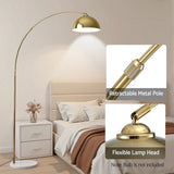 Darrahopens Home & Garden > Lighting > Floor Lamps Artiss Modern Arched Floor Lamp Gold Brass Standing Heavy-Duty Marble Base for Living Room Bedroom