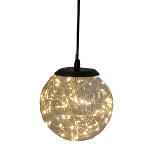 Darrahopens Home & Garden > Lighting Glass LED Lighting Pendant Light w/ Timer Hanging Lantern Lamp - Round