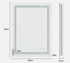 Darrahopens Home & Garden > Lighting Interior Ave - LED Rectangle Frameless Salon / Bathroom Wall Mirror - 70 x 50cm