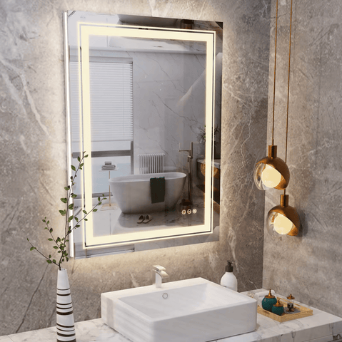 Darrahopens Home & Garden > Lighting Interior Ave - LED Rectangle Frameless Salon / Bathroom Wall Mirror - 90 x 70cm