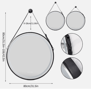 Darrahopens Home & Garden > Lighting Interior Ave - LED Round Hanging Salon / Bathroom Wall Mirror - Black - 80cm