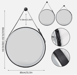 Darrahopens Home & Garden > Lighting Interior Ave - LED Round Hanging Salon / Bathroom Wall Mirror - Black - 80cm