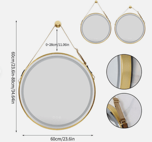 Darrahopens Home & Garden > Lighting Interior Ave - LED Round Hanging Salon / Bathroom Wall Mirror - Gold - 60cm