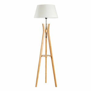 Darrahopens Home & Garden > Lighting LARGE BAMBOO TRIPOD FLOOR LAMP Linen Shade Modern Light Vintage Wooden Scandi