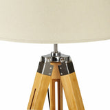 Darrahopens Home & Garden > Lighting LARGE TRIPOD FLOOR LAMP Linen Shade Modern Light Bamboo Vintage Wooden Retro