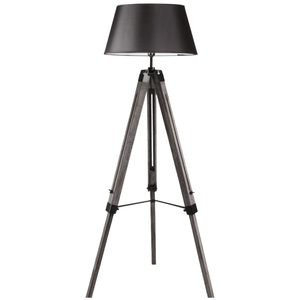 Darrahopens Home & Garden > Lighting LARGE TRIPOD FLOOR LAMP Linen Shade Modern Light Retro Vintage Wooden