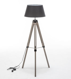 Darrahopens Home & Garden > Lighting LARGE TRIPOD FLOOR LAMP Linen Shade Modern Light Retro Vintage Wooden