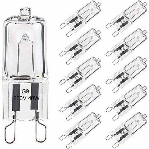 10 Pack G9 Oven Bulb, 40W 230V 300 Degree C, Dimmable Warm White, 480LM