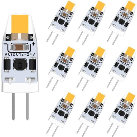 Darrahopens Home & Garden > Lighting > Light Bulbs 12V G4 LED Warm White 3000K Bulb, Dimmable 2W LED Bulb, Replacement for G4 15W 20W Halogen, AC/DC 12-24V, 10-pack