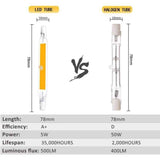 2 Pack R7S LED Bulb, J78 78 mm 5W 3000K Warm White 500LM, Non Dimmable, Replaces 40W 50W Halogen
