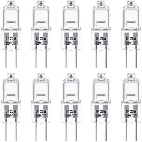 Darrahopens Home & Garden > Lighting > Light Bulbs G4 Halogen Bulbs, 12V 20W Halogen Pin Base Lamp, Warm White 3000K, 350Lm, Dimmable, G4 Low Voltage Halogen Lamp, Clear