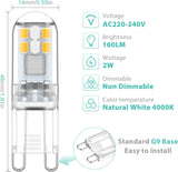 Darrahopens Home & Garden > Lighting > Light Bulbs G9 LED bulbs 1.5W equivalent to 20W halogen natural white light 4000K, AC 220-240V, non-dimmable, mini bulb, flicker-free, 6-pack_MGF