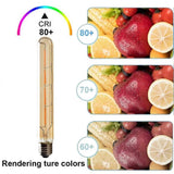 Darrahopens Home & Garden > Lighting > Light Bulbs LED Edison Filament Bulbs 6W E27 Warm White 5-Pack T225 Long Tube Design Yellow Glass