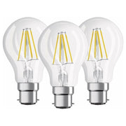 Darrahopens Home & Garden > Lighting > Light Bulbs Pack Of 3 Standard LED Filament Bulbs - B22 Base - 6W Equivalent To 60W - Warm White 2700K [Energy Class E]