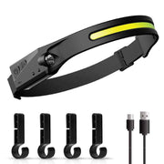 Darrahopens Home & Garden > Lighting > Lighting Accessories 1 Piece Black Bright COB LED Headlamp with Motion Sensor - 230° Wide Beam for Outdoor Camping, Hiking & Fishing In Australia - Darrahopens