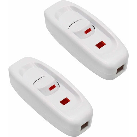 Darrahopens Home & Garden > Lighting > Lighting Accessories 2 pcs Ac 250V 10A Inline On/Off ROcker Switch Desk Lamp Cable Switch With LED Indicator White