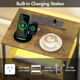 Darrahopens Home & Garden > Lighting > Lighting Accessories Nightstand with RGB LED Light and Charging Station, Brown, 40x30x70cm In Australia - Darrahopens