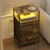Darrahopens Home & Garden > Lighting > Lighting Accessories Nightstand with RGB LED Light and Charging Station, Brown, 40x30x70cm In Australia - Darrahopens