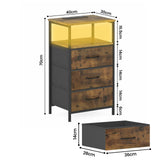 Darrahopens Home & Garden > Lighting > Lighting Accessories Nightstand with RGB LED Light and Charging Station, Brown, 40x30x70cm In Australia - Darrahopens