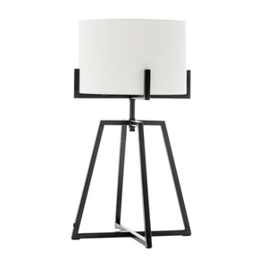 Darrahopens Home & Garden > Lighting Modern Scandi Metal Dimmable Table Desk Lamp w/ Linen Shade - Matte Black