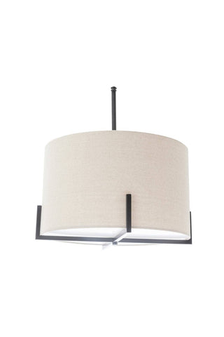 Darrahopens Home & Garden > Lighting Modern Scandi Metal Hanging Pendant Lamp w/ Linen Shade Light - Matte Black