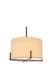 Darrahopens Home & Garden > Lighting Modern Scandi Metal Hanging Pendant Lamp w/ Linen Shade Light - Matte Black