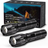 Darrahopens Home & Garden > Lighting > Night Lights & Ambient Lighting 2-Pack High-Powered LED Flashlight with 500m Long Range - Zoomable Focus & Waterproof Tactical Torch - Durable Aluminum Alloy