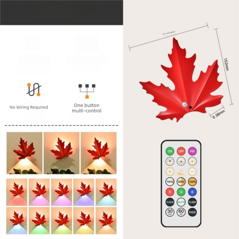 Darrahopens Home & Garden > Lighting > Night Lights & Ambient Lighting 2 Pcs Maple Leaf Smart LED Night Light – Battery-Powered Motion Sensor with Remote Control & Color Changing
