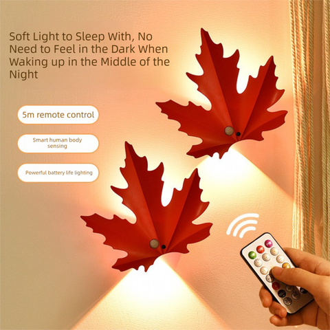 Darrahopens Home & Garden > Lighting > Night Lights & Ambient Lighting 2 Pcs Maple Leaf Smart Motion-Sensing LED Night Light – Magnetic & Self-Adhesive