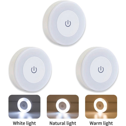 Darrahopens Home & Garden > Lighting > Night Lights & Ambient Lighting 3 Pcs Dimmable LED Touch Night Light - Adjustable Warm White & Daylight Brightness, Easy Installation, USB Rechargeable Cabinet Light，6*6*2cm