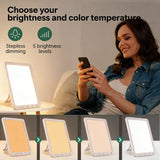Darrahopens Home & Garden > Lighting > Night Lights & Ambient Lighting Light Therapy Lamp 12000 Lux UV-Free LED Adjustable Brightness Color Temperature Timer Touch Control Memory Function Compact for Home