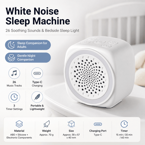 Darrahopens Home & Garden > Lighting > Night Lights & Ambient Lighting Lightweight and portable White Noise Sleep Machine with Night Light - 26 Soothing Sounds, 7-Color LED, Timer & USB-C Charging for Adults In Australia - Darrahopens