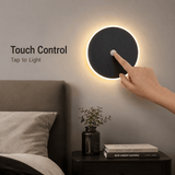 Darrahopens Home & Garden > Lighting > Night Lights & Ambient Lighting Magnetic Round Wall Lamp 13cm Black, 7W Rechargeable LED Wall Sconce with Touch Control, 3-Color Light, Battery Powered Modern Disc Wall Light for Bedroom Hallway Living Room